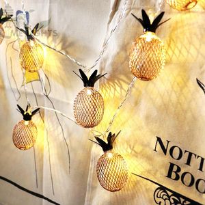 Strings Nowator LED Fairy Lights 20 Metal Pineapple String Bateria Bateria Bożego Narodzenia Garland na imprezę Dekorację ślubną