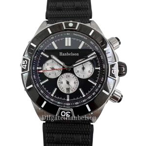 1884 メンズ腕時計発光ブラックフェイス自動巻きサファイアガラス B01 ヘビースチールケースラバーローラーボールブレスレットデザイナー男性腕時計 44 ミリメートル