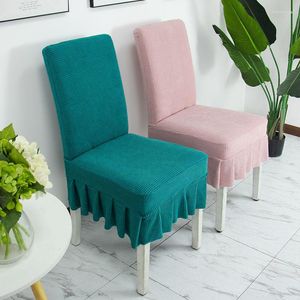 Chair Covers Cover 2 Pcs Solid Sweet Color Slipcover With Skirt For Home Decoration Simple Modern Style Universal Sets Wedding