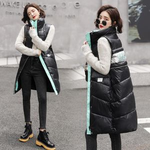 Gilet da donna Gilet in cotone piumino coreano Gilet lungo da donna Piumino trapuntato Cappotto allentato Capispalla Inverno caldo Goccia di moda oversize