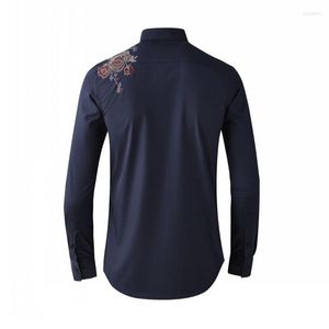 Men's Casual Shirts Flower Designer Diamonds Long Sleeve Men Fashion Slim Single Breasted Tops Brand Floral Party Plus Size 38-48