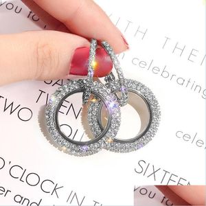 Hoop Huggie Design Creative Jewelry Hoop Highgrad Elegant Crystal Earring Round Gold and Sier Earrings Wedding Party for Girls Dr Dhigk