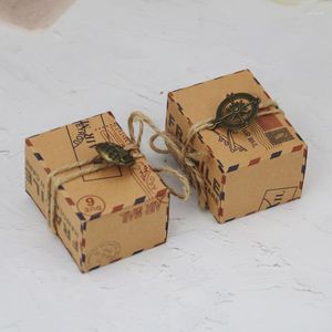 Gift Wrap 50/100Pcs 2022 Retro Kraft Paper Creative Wedding Candy European-Style Foreign Packaging Box Manufacturers Wholesale