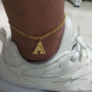 Anklets ankelarmband f￶r kvinnor bulk guld initial rostfritt st￥l bokstav A-Z alfabetet ankel