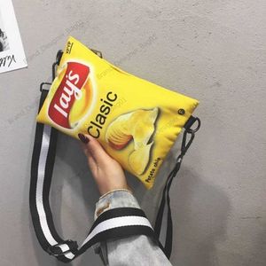 Shoulder Bags Funny Potato Chips Women Crossbody Handbag Fashion Canvas Shoulder Mini Cartoon Printing Girl Envelope Bags Female Bag 102622H