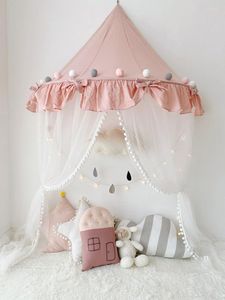 Tenten en schuilplaatsen roze luifel prinses bed kinderen spelen tent huis peuter baby babywieg net gordijngordijn muggen netto voor COT Girl Room