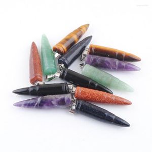 Pendant Necklaces Random Mixed 5Pcs Natural Stone Dangle Pendants Beads Healing Shape Point Chakra Amethysts Crystal Opal Blue Sand