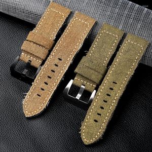 Uhrenarmbänder Raue Leinwand für Lederarmband 20 22 24 mm dickes Retro-Stil-Männer-geeignetes Militärarmband