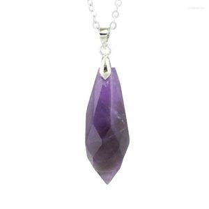 Anhänger Halsketten Facettierte Wassertropfen Natürliche Kristall Halskette Für Frauen Tigerauge Amethysten Opal Rosa Quarz Schmuck Geschenke Reiki