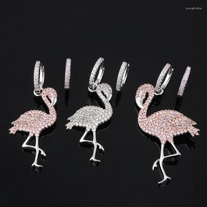 Kolczyki obręczenstony Flamingos małe dla kobiet niedopasowana wiosenna moda 20122