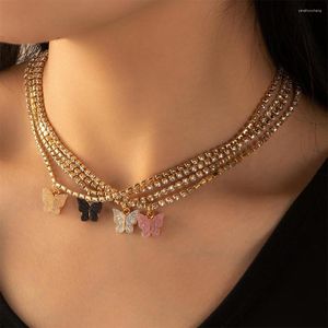 Choker Cute Women Jewelry Butterfly Necklace Female Rhinestone Shining Statement Crystal Charm For Woman Gift
