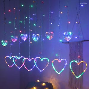 Dizeler Led Peri Dize Işıkları Kalp Şekleli Perde Asılı Işık Noel Çelenk Parti Ev Düğün Yılı Dekor için Açık