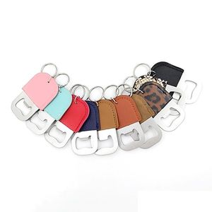 Openers Stainless Steel Bottle Opener Keychain Pendant Pu Leather Household Kitchen Tool Corkscrew Keyring Drop Delivery 2022 Home G Dhajt