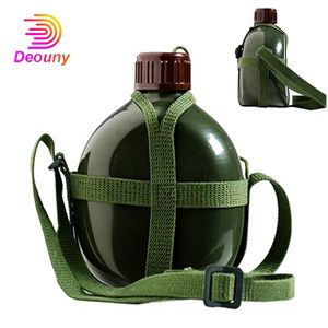Vattenflaskor Deouny Camping Army Hip Flask Wine Bottle Aluminium Military Cooking Cup med axelrem Kettle 11.52L Drinkware 221025