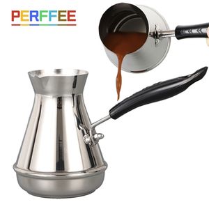 Coffee Pots Turkish Cezve Ibrik Stainless Steel Long Handle Finjan Milk Butter Melting Jug 250350550650850ml 221025