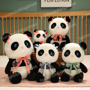 25/38/48cm fofo panda de pel￺cia panda macia com bonecas de gravata borboleta de renda para crian￧as Presente de anivers￡rio