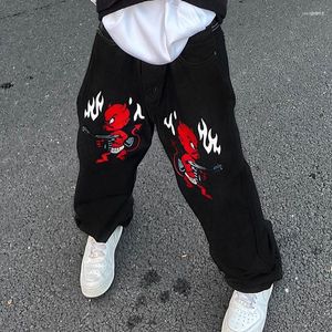 Men's Pants Men's Y2k Printed Man Woman Black Jeans Trousers For Men Trends Clothes Men's Youth Trendyol Streetwear Baggy Casual