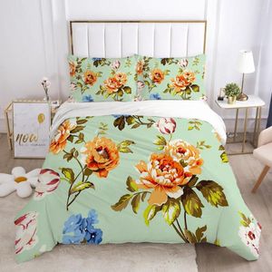 Sängkläder set duvet omslagsset Sheet Family Euro 2.0 1,5 för hemsäng Linne 3D Luxury 70x70 Nordiska blommor