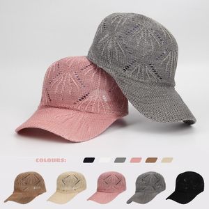 Top Kapaklar İlkbahar Yaz Katı Beyzbol 6 Renk Kadınlar Ayarlanabilir Snapback Visors Şapka ince nefes alabilen saman şapkalar 2022 55-60cm