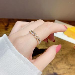 Wedding Rings SeanLov Pearl Ring Golden Zircon Woman's Luxury Adjustable Engagement Party Jewelry For Women Gift