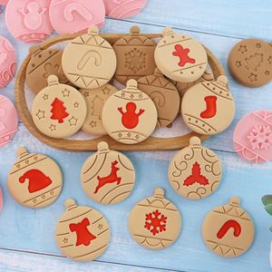ベーキング型Merrry Christmas Cookie Cutters Set Emposser Stamp Plungger Mini 3D Shapes Biscuit Mold Pastry Bakeryアクセサリー