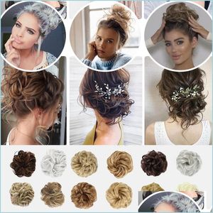 Hair Rubber Bands Synthetic Bun Extensions Curly Messy Elastic Hair Scrunchies Elegant Chignons Piece For Women And Children Drop De Dh5Sn