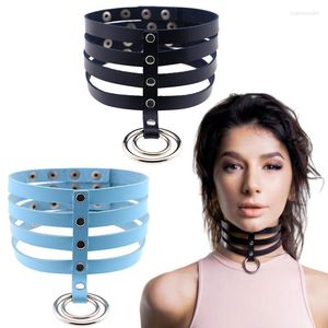 Choker Sexy Harajuku Punk Wide Collar Necklace PU Leather Bondage Goth Belt Round Handmade Neck Jewelry Party Gift