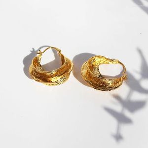 Hoop Earrings For Women Girls 2022 Trend Gold Metal Circle Irregular Unusual Jewelry Gift Swirl Piercing Accesories