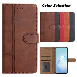 Business Vertical Leather Wallet Falls för Samsung A33 A53 A73 5G Obs 20 S22 Ultra S21 Fe Plus M23 M32 M52 M33 M53 Credit ID -kortplats Hållare Flip Cover Kickstand Pouch