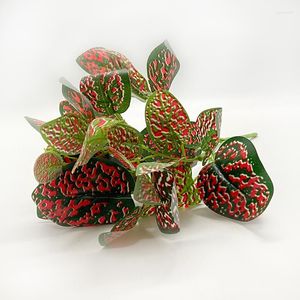 装飾的な花人工木製穀物複合赤いドットリーフタロシミュレーショングリーン植生ランドウェディングファミリーガーデンデコレーション