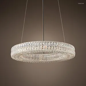 Pendellampor modern vintage lyx K9 kristallkronkrona belysning runt cristal ljus ljuskronor hängande ljus för hemma El Decor