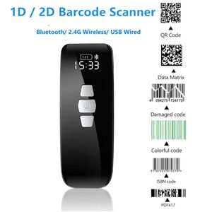 1D QR D Bluetoothワイヤレスバーコードスキャナー2 GワイヤレスUSB Wired Mini Bar Code Reader with LCD Screen Date Matrix Scanning189D