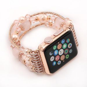 Cinturino per braccialetto di perle di perle di agata alla moda per Apple Watch Ultra 49mm Series 8 7 6 SE 5 4 3 Band iWatch Cinturino da donna 41mm 45mm 44mm 40mm 42mm 38mm