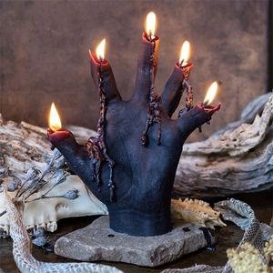 Ljus Bleeding Hand Candle Horror Decor Creepy Candles Tealight Candle Holder Tall 221026