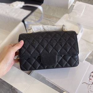 17 cm/20 cm klassisk mini -klaff kors kropp quiltade v￤skor kaviar l￤der kvinnor kalvskinn guld metall h￥rdvara matelasse kedja crossbody axel t￤nd l￥s handv￤skor