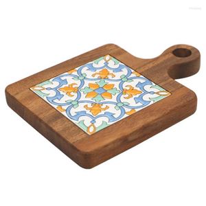 Table Mats LUDA Wooden Tile Pot Mat Anti-Scalding Plate Solid Wood Dining Insulation Placemat Acacia