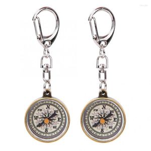 Outdoor Gadgets 2 Pcs Vintage Compass Zinc Alloy Mini Keychain Survival Pocket Camping Climbing Navigation Tools