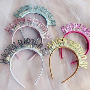 H￥rtillbeh￶r 1 PC Laser English Alphabet Happy Birthday Headdress Multicolor Sequin Headband Party Decoration Supplies Baby Gifts