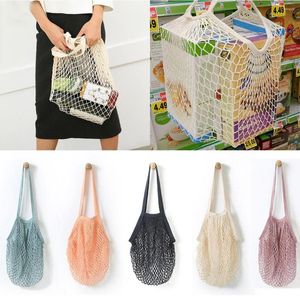 Storage Bags JX-LCLYL Reusable Fruit String Grocery Cotton Tote Woven Net Shoulder Shopper Mesh Bag