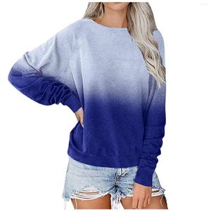 Kvinnors hoodies toppar stor storlek Kvinnor Tie Dye Stripe T Shirt Casual Långärmad överdimensionerad t-shirt Löst tröja Damer 2022 Autumn