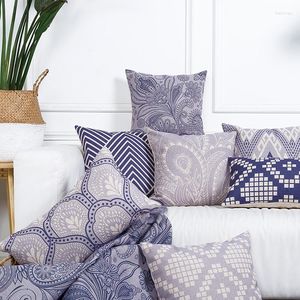 Kissen Drop Ship Vintage Violett Geometrischer Bezug Boho Leinen Baumwolle Dekorative Wurfkissen Kissenbezug Pillowsham