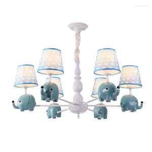 Pendant Lamps Kids Bedroom Decor Chandeliers Lustre Suspension Modern Ceiling Light Blue Elephant Dream Girl Boy Led Lights For Room Luces