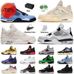 Stiefel mit Box Original Jumpman 4 4s Herren Damen Basketballschuhe Sail IV Canvas University Blue Cactus Jack Black Cat Toro Bravo Designer Sports