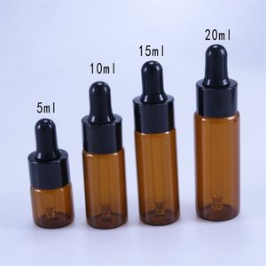 Perfume Bottle 50pcslot 5ml 10ml 15ml 20ml Amber Glass Dropper Bottle Jars Vials With Pipette For Cosmetic Perfume Essential Oil Bottles 221027