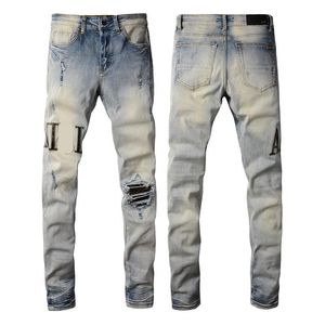 Amirs 2022 Top New Mens Jeans Fashion Skinny Straight Rippided Jean Elastic Casuare Motorcycle Bikerストレッチデニムズボンクラシックパンツジーンズ＃274
