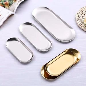 Stainless Steel Dining Plates Plated Gold Silver Cake Dishes Kitchen Snack Snack Cakes Dessert Plate Barbecue Home Party 6 5zh Q2