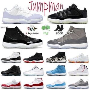 2023 11 Basketskor Högkvalitativ Jumpman 11 med låda Låga 72-10 män Trainers Cool Gray Pure Violet Concord Space Jam Womens Mens Sneakers Jerdon