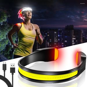 Headlamps Super Bright COB LED Rechargeable Headlamp With Warning Taillight For Camping Climbing Hiking Fishing Night Reading Running