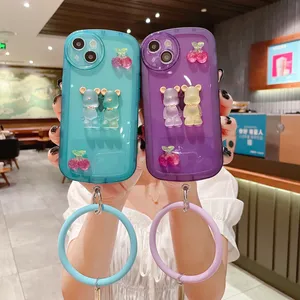 DIY handgemachte personalisierte individuelle Handyhüllen 3D-Spielzeug Girly Women schöne kristallklare Silikon-TPU-Abdeckung mit Lanyard für iPhone 14 Plus 13 12 11 Pro Max XR XS 8 7 6S