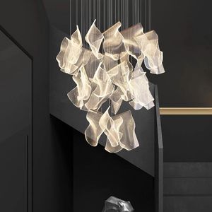 Lampade a sospensione LED Luxury Art Paper Iron Acryl Desinger Lampade a sospensione Lampadario dorato Illuminazione Lustre Apparecchio a sospensione Lampen per Foyer